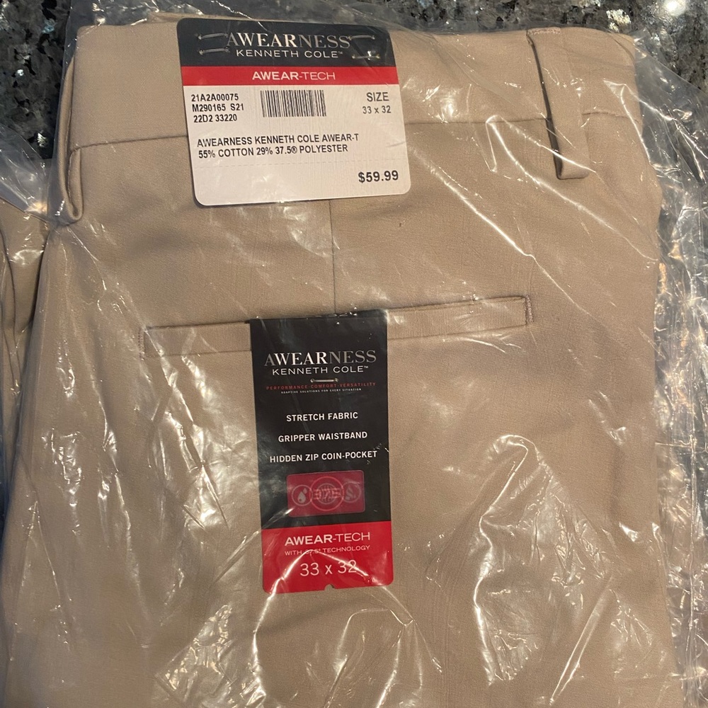 Awearness Kenneth Cole AWEAR-TECH Modern Fit Chinos, Taupe